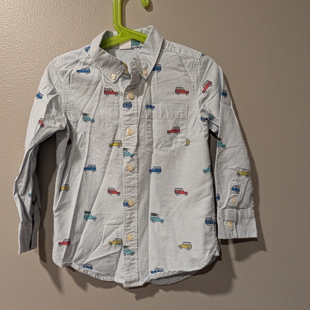 GAP Kids Light Blue Car Print Button-Down Shirt